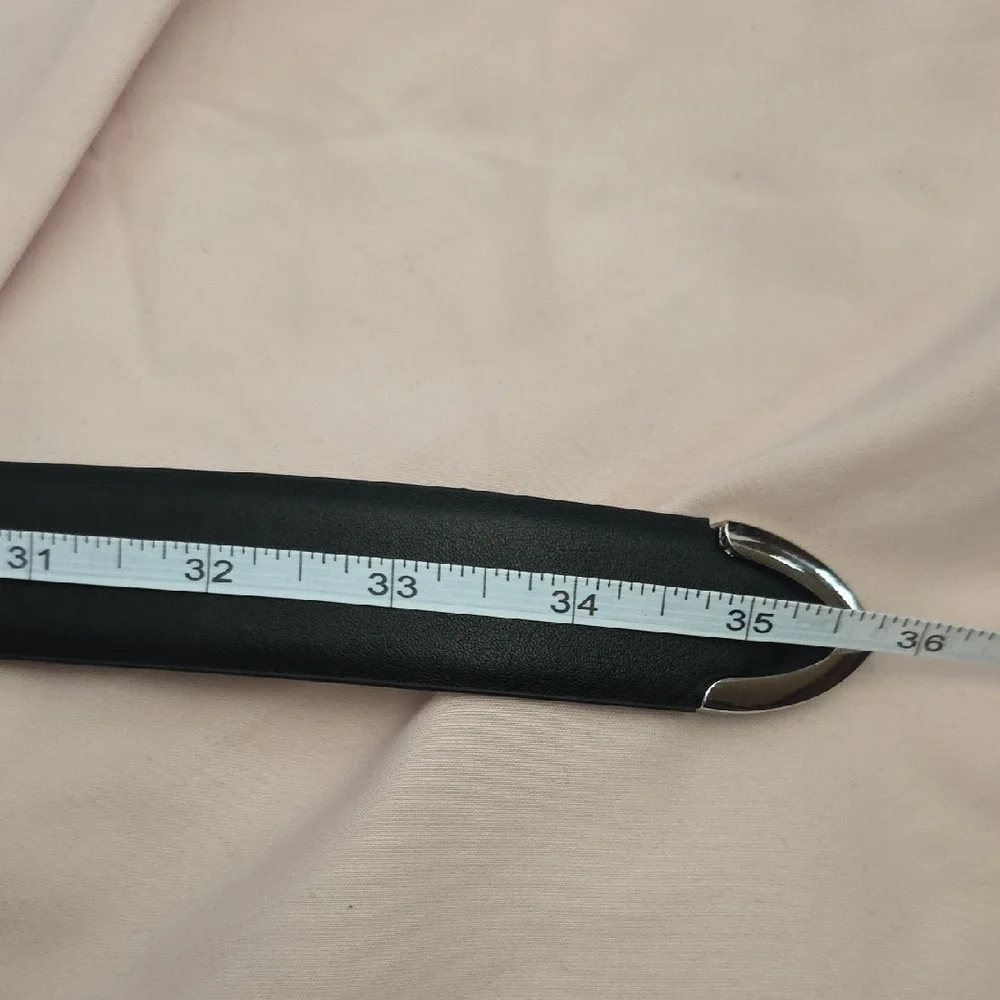 Women's Black Leather Belt with Silver Buckle By Jasgood, NWT